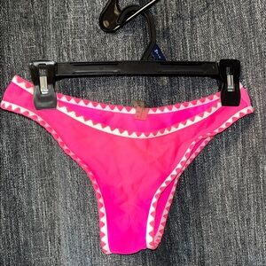 Zaful Pink Bikini Bottoms with White Triangle Trim